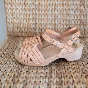 Skola Wooden Clog Sandal Braided Criss Cross